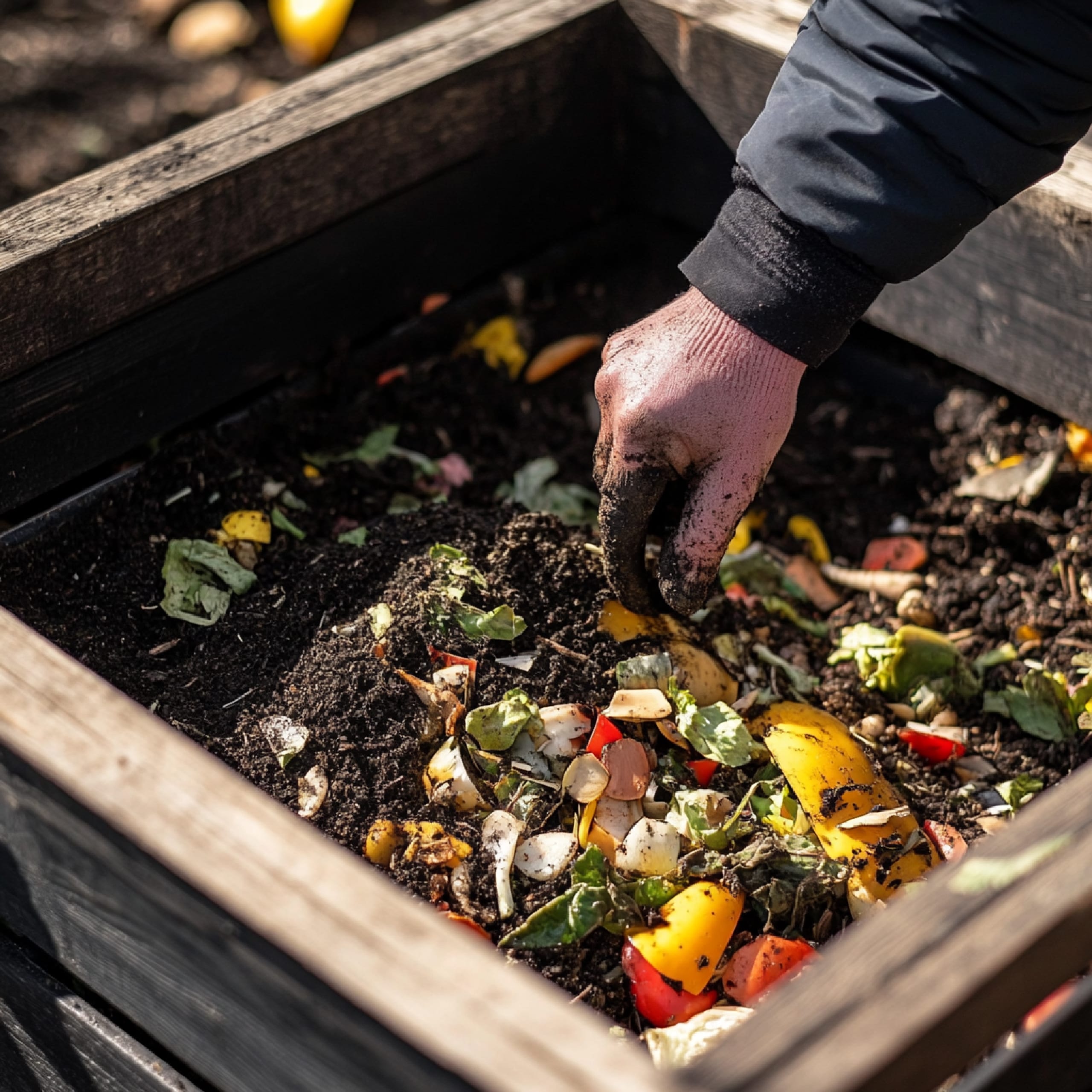 person-preparing-compost-using-kitchen-scraps-yard-waste