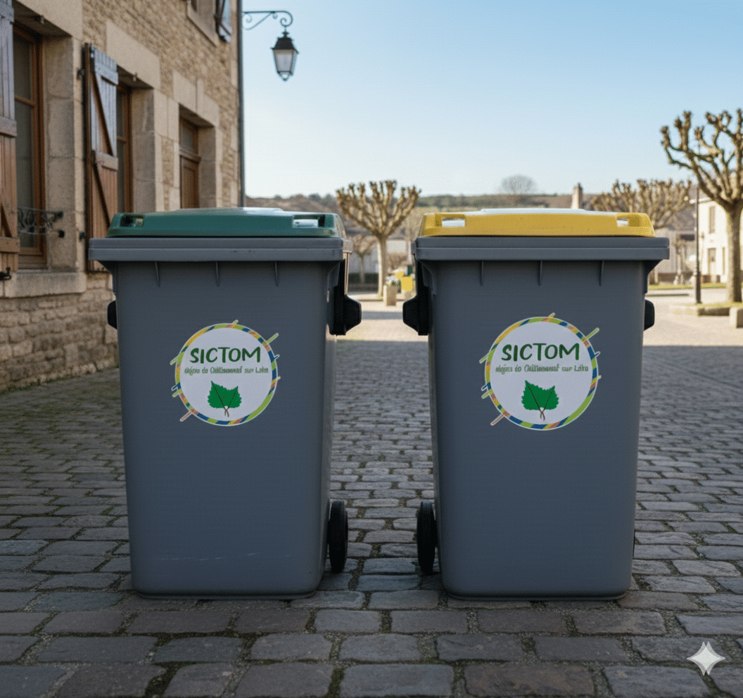 Poubelles OM et jaune logotées
