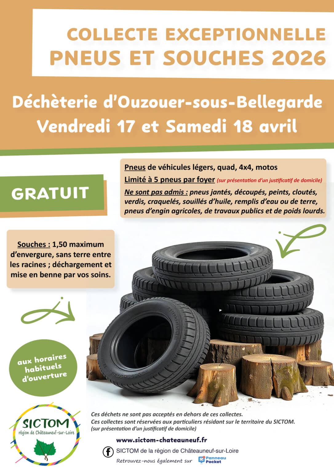 affiche collecte pneus et souches - avril 206